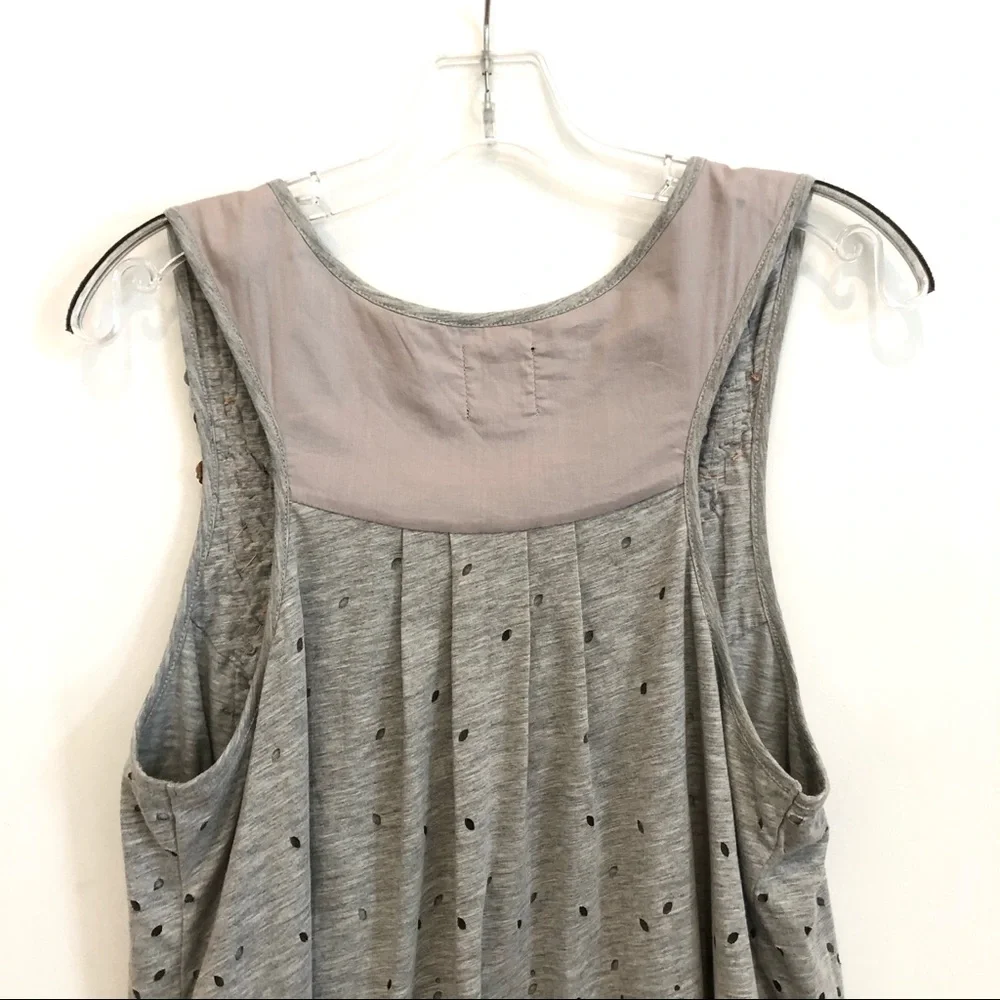 Anthropologie Deletta Gray Beaded Tank Top with Cut Outs - Picture 13 of 16